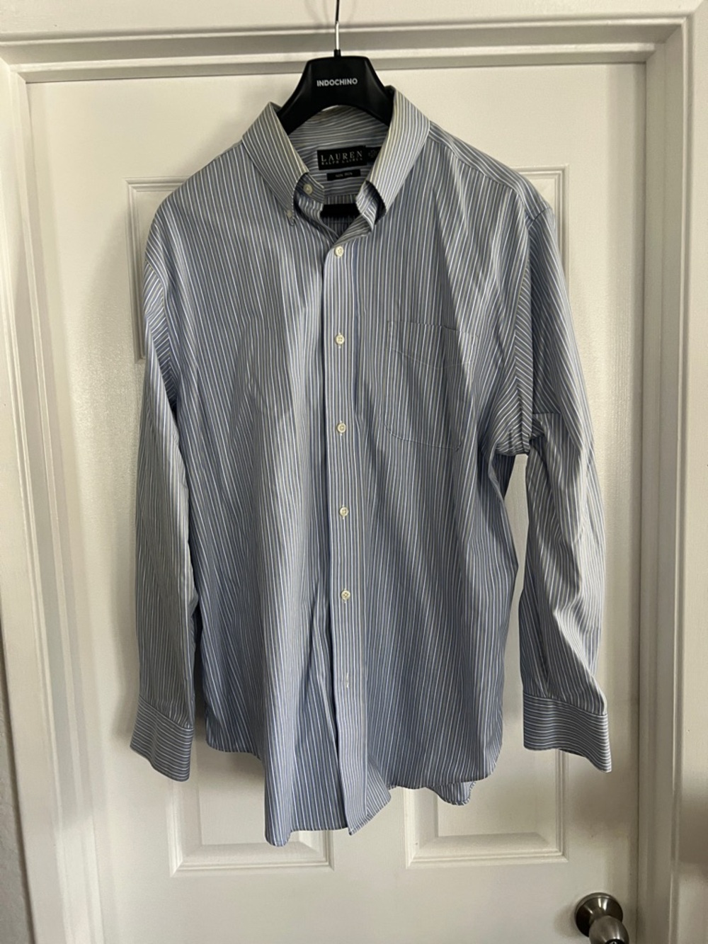 Lauren Ralph Lauren Light Blue and White Striped Men's Dress Shirt